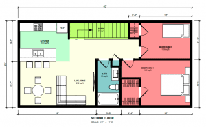 Floorplan for the second floor unit of the accessory dwelling unit in Evanston.