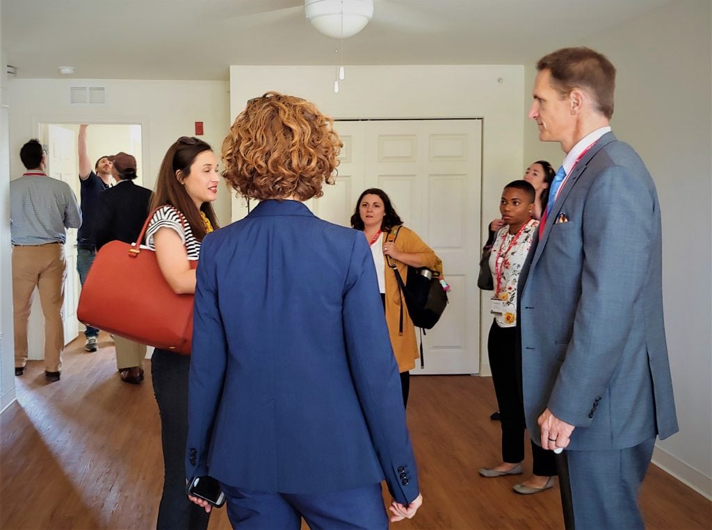 Richard Koenig answers questions during tour of Axley Place.