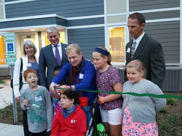 cutting the ribbon