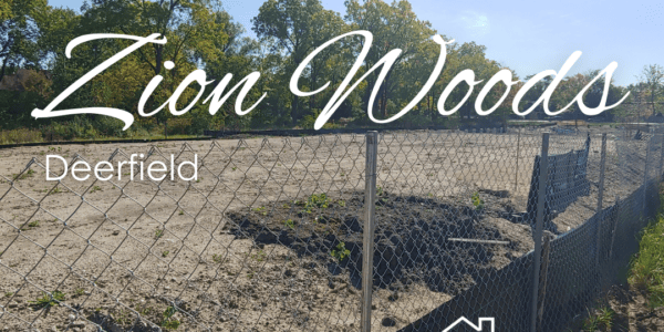 Coming Soon: Zion Woods, Deerfield. Large words over picture of construction site with a fence. HODC and Brinshore logos in the bottom right corner.