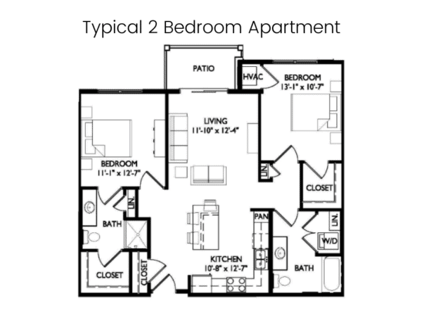 Floor plan for 2 bedroom apartment