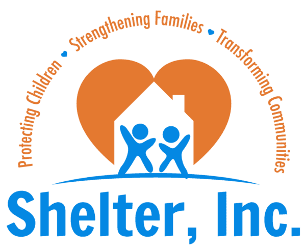 Shelter, Inc. Logo. Orange and Blue.