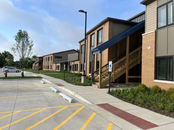 Two story apartment building.