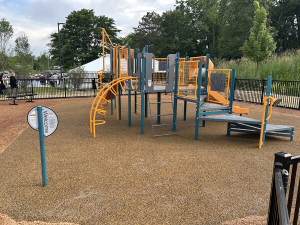 A brightly colored children's playground.