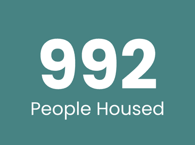992 people housed by HODC. White letters over green background.